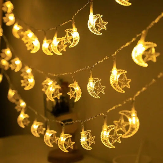 Moon And Star Design String Lights