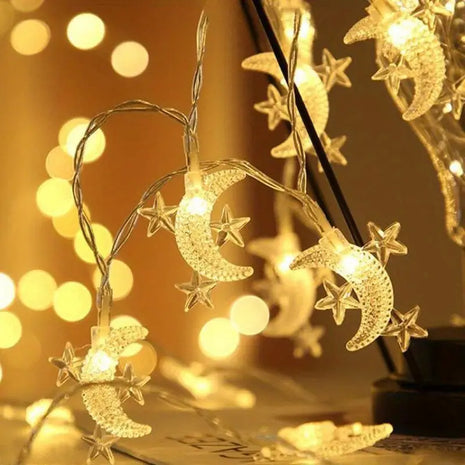 Moon And Star Design String Lights