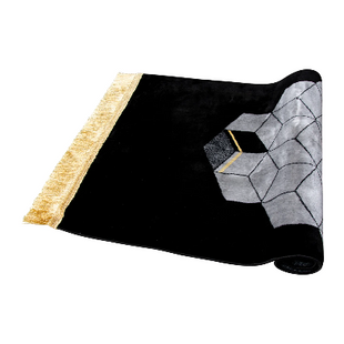 GEOMETRIC PATTERN MUSALLAH BLACK/GREY 70X110 (MADINA MADE)
