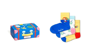 HAPPY SOCKS 3-Pack Kids Travel Socks Gift Set