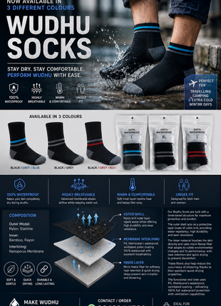 Wudhu Socks - Waterproof Thin Socks