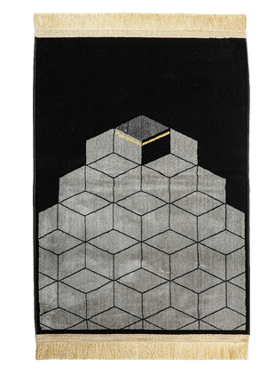 GEOMETRIC PATTERN MUSALLAH BLACK/GREY 70X110 (MADINA MADE)