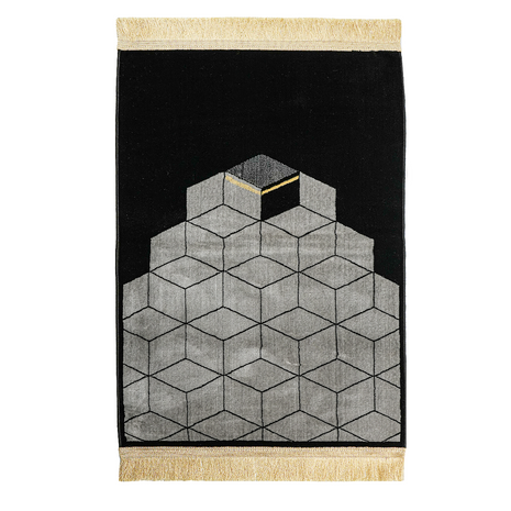 GEOMETRIC PATTERN MUSALLAH BLACK/GREY 70X110 (MADINA MADE)