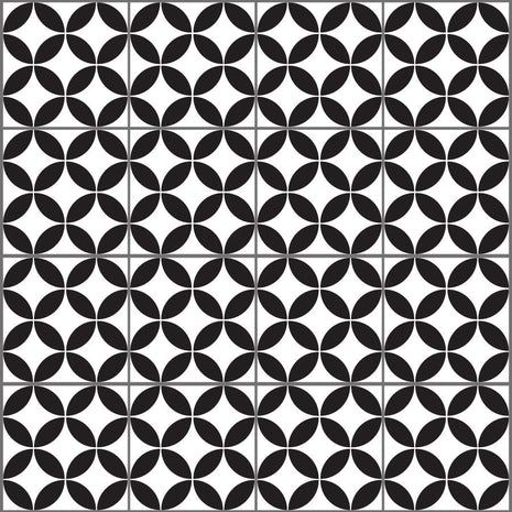 Geometric circles - Black & White Vinyl Tiles