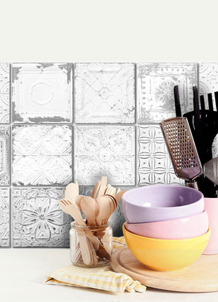 Grey Vintage Ceiling Mix - Vinyl Wall Tiles