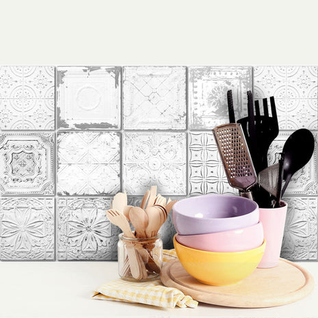 Grey Vintage Ceiling Mix - Vinyl Wall Tiles