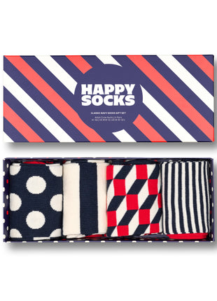 HAPPY SOCKS 4-Pack Classic Navy Socks Gift Set (36-40)
