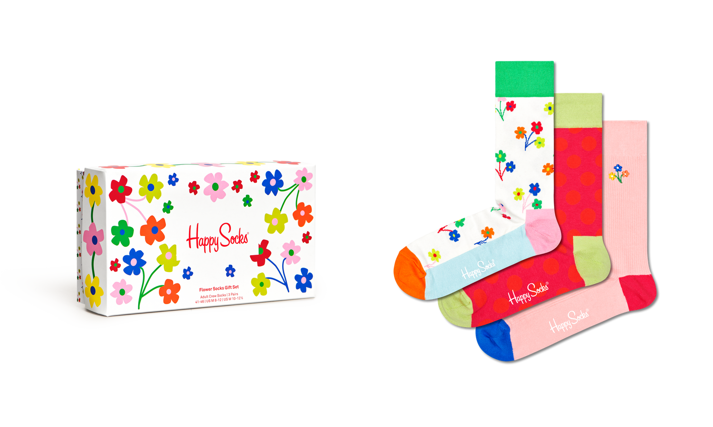 HAPPY SOCKS 3-Pack Flower Socks Gift Set