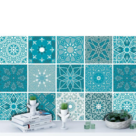 Arabesque Teal - vinyl wall tiles