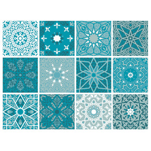 Arabesque Teal - vinyl wall tiles