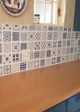 Delft - Antique Blue vinyl wall tiles
