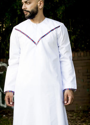 White Ahsan Omani With Stripe