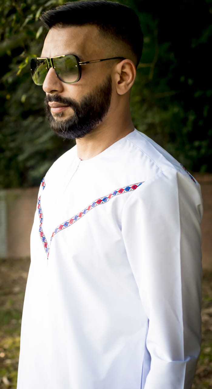 White Ahsan Omani With Stripe