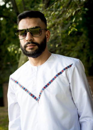 White Ahsan Omani With Stripe