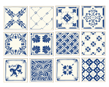 Delft - Antique Blue vinyl wall tiles