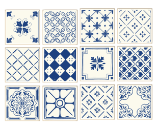Delft - Antique Blue vinyl wall tiles