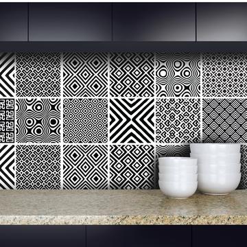 African Mix - Black vinyl wall tiles