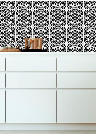 Floral Black - vinyl wall tiles