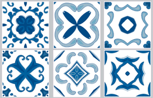 Delft - Blue vinyl wall tiles
