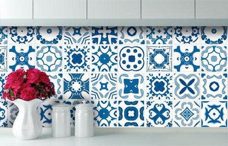 Delft - Blue vinyl wall tiles
