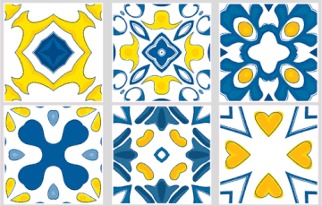 Delft - Blue & Yellow vinyl wall tiles