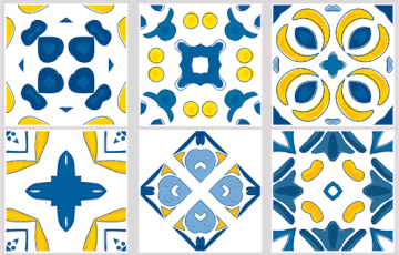 Delft - Blue & Yellow vinyl wall tiles