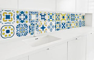 Delft - Blue & Yellow vinyl wall tiles