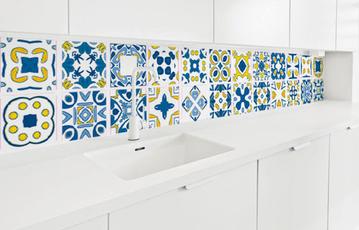 Delft - Blue & Yellow vinyl wall tiles
