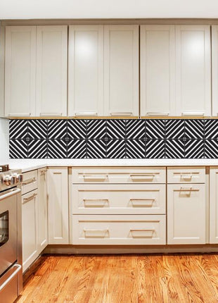 Geometric stripes - Black & White Vinyl wall tiles