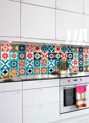 Moroccan - Blue vinyl wall tiles
