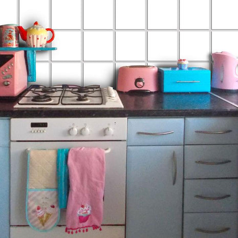 Plain white - vinyl wall tiles