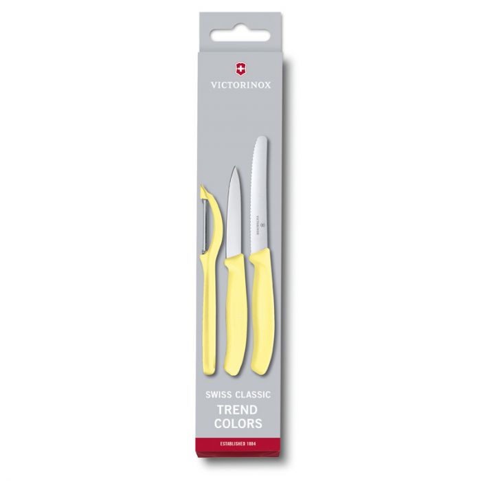 Victorinox - Paring Knife Set with Universal Peeler Trend Colors (Set of 3 ; Light Yellow)